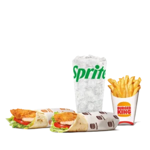 Burger King menu - Chicken Caesar Wrap, Bacon Ranch Wrap, Medium French Fries, Sprite, Duo Wrap Combo