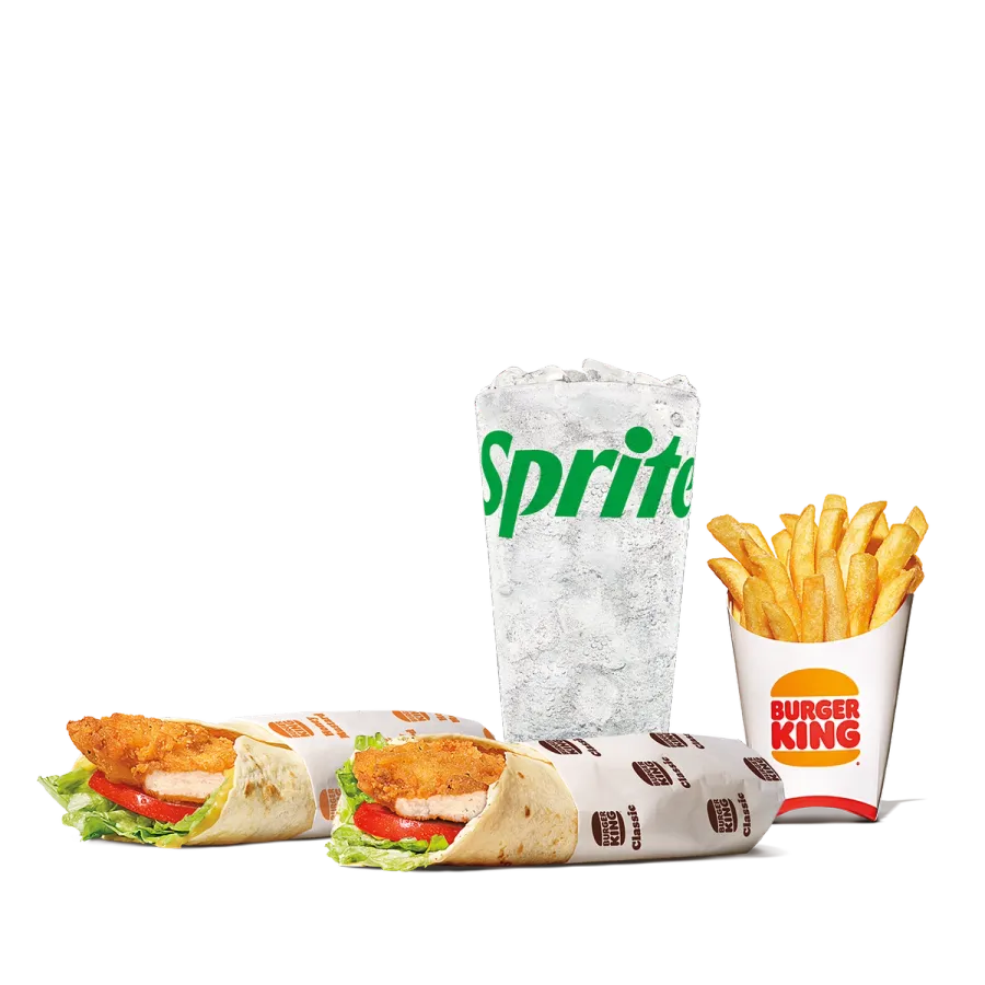 Burger King menu - Chicken Caesar Wrap, Bacon Ranch Wrap, Medium French Fries, Sprite, Duo Wrap Combo