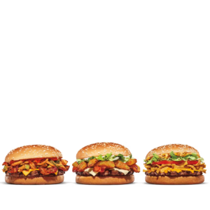 Burger King menu - Maple Bourbon BBQ Whopper, Fried Pickle Whopper, Mexican Street Corn Whopper, 3 Small French Fries, Million Dollar Whopper Flight